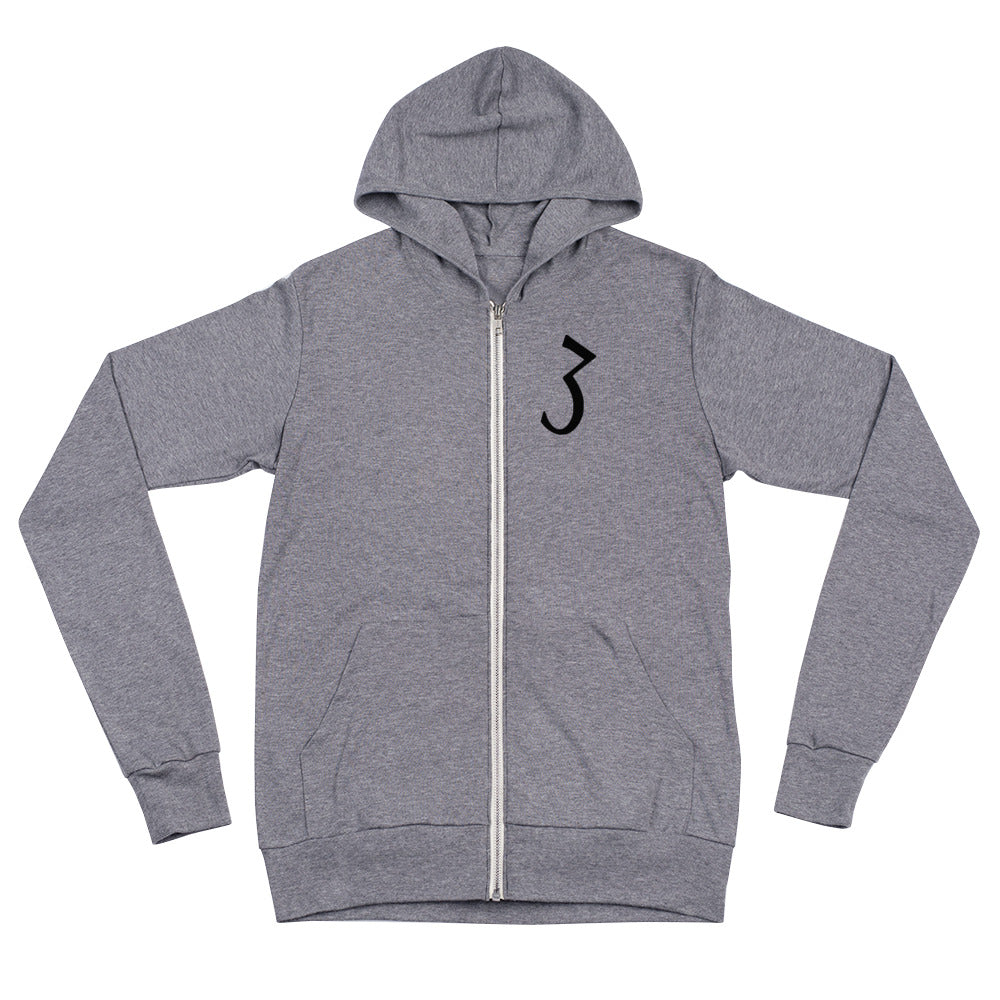 "3" Zip Up hoodie (Black print)