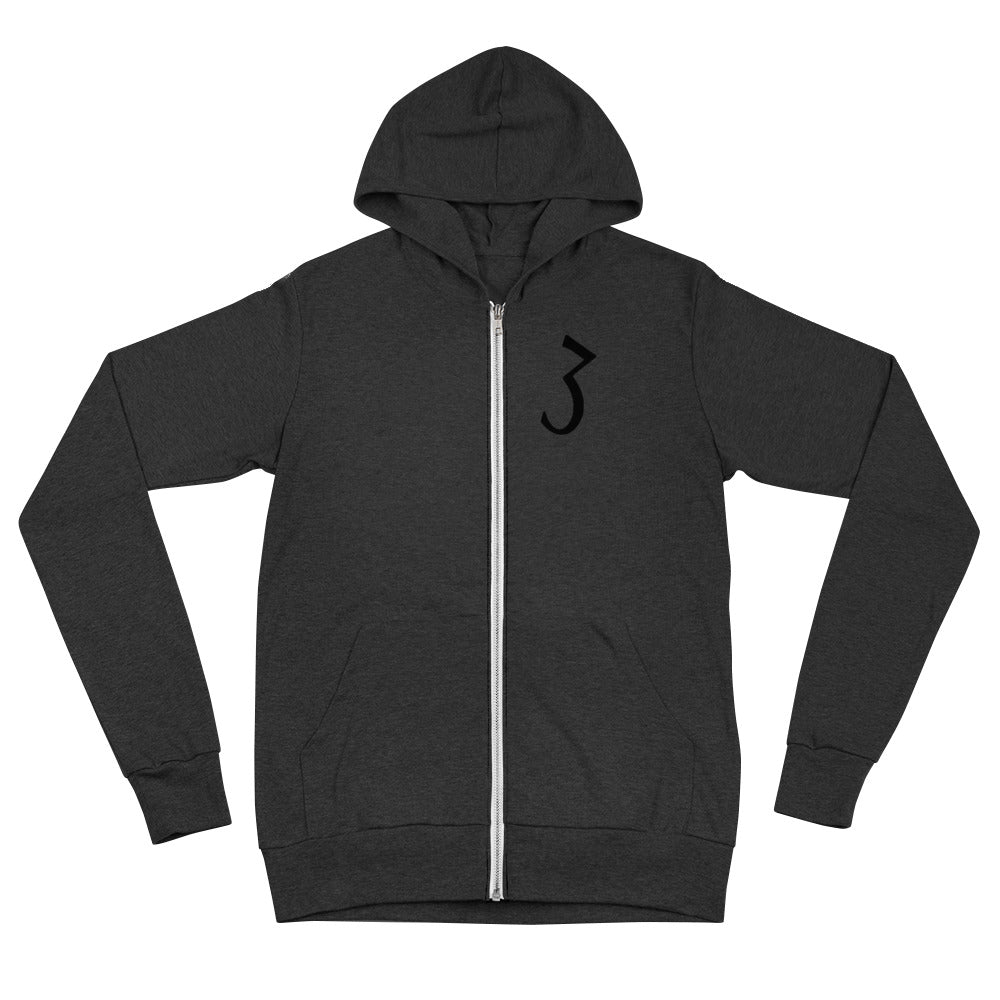 "3" Zip Up hoodie (Black print)